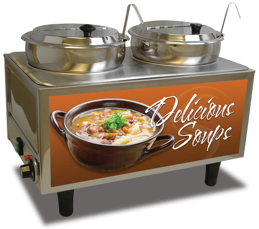 Winco 51072S Benchmark Soup Station - 2 Ladles & Lids