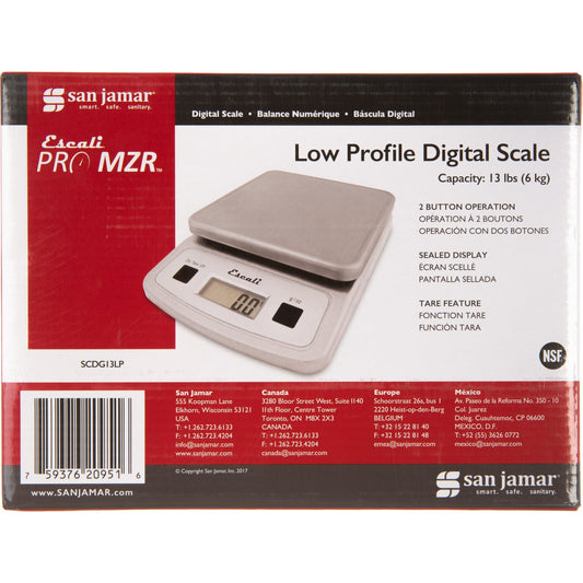 San Jamar SCDG13LP 13 lb/6 kg Silver Stainless Steel NSF Listed Digital Scale