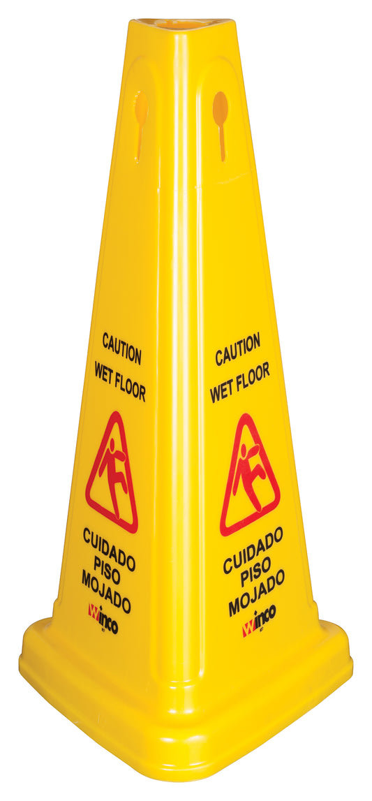 Winco WCS-27T Yellow Wet Floor Caution Sign