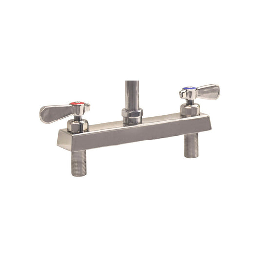 BK Resources EVO-8DM-XX Stainless Steel Evolution 8" C/C Deck Mount Faucet Less Spout, Body Only