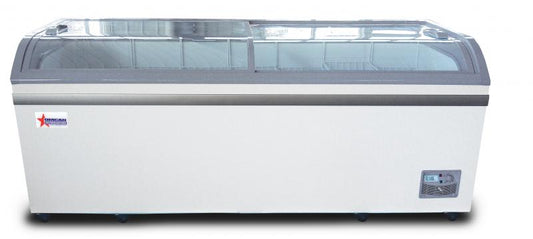 Omcan 37815 79" Ice Cream Display Chest Freezer with Curve Glass Top