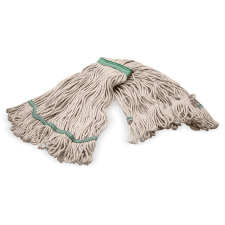 Carlisle 369417B00 Medium Natural Acrylic Fiber 4 Ply Green Band Mop w/ Looped-End