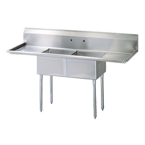 Thorinox TDS-2424-RL24 24" x 24" Double Sink with Left and Right Drainboard