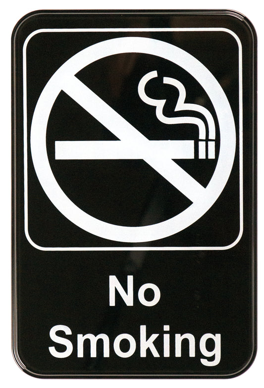 Winco SGN-601 6" x 9" Black Information Sign - "No Smoking"