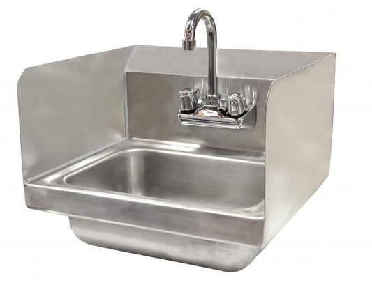 Omcan 37867 Wall Mounted Hand Sink with Faucet and Side Splashes