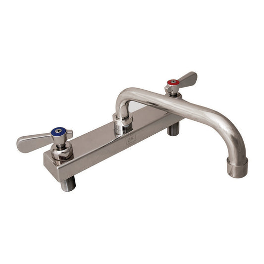 BK Resources EVO-8DM-6 Stainless Steel Evolution 8" Deck Mount Faucet, 6" Swing Spout