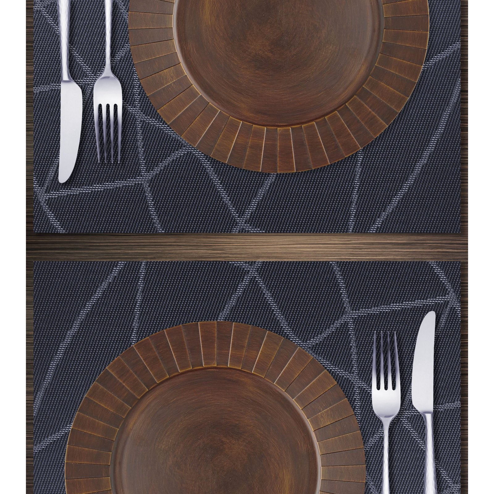 Carlisle PMCHID720 12" x 16" Dark Blue Vinyl Cityscape Placemat