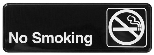 Winco SGN-310 3" x 9" Black Information Sign - "No Smoking"