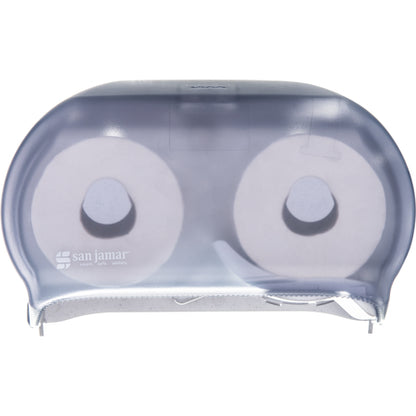San Jamar R3600TBL Arctic Blue Dual Classic Versatwin Standard Roll Tissue Dispenser, 1.5" core