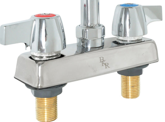 BK Resources BKD-XX-G 4" Chrome-Plated Brass O.C. Workforce Deck Mount Faucet W/Out Spout