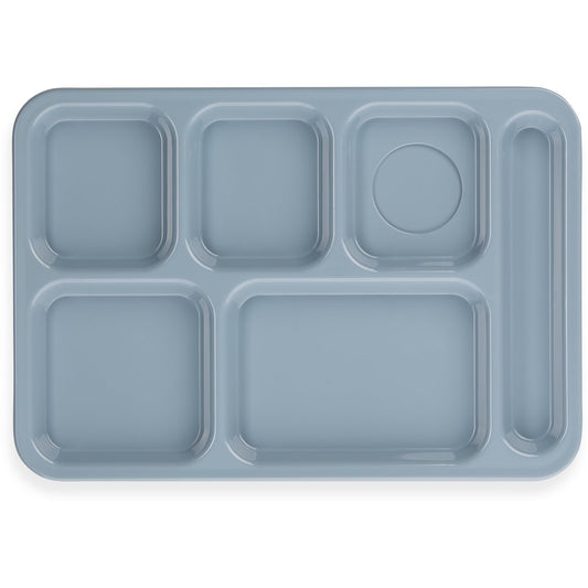 Carlisle 614R59 10" x 14" Slate Blue 6-Compartment ABS Right-Hand Tray