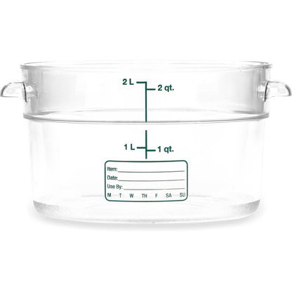 Carlisle 1076307 2 Qt Clear Round Polycarbonate StorPlus Food Storage Container