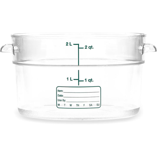Carlisle 1076307 2 Qt Clear Round Polycarbonate StorPlus Food Storage Container