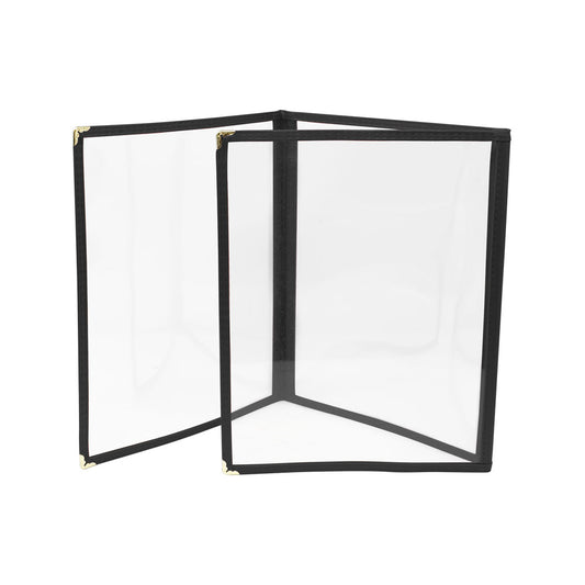 Omcan 39798 9 1/2" x 11 3/4" Black Triple Fold Menu Holder