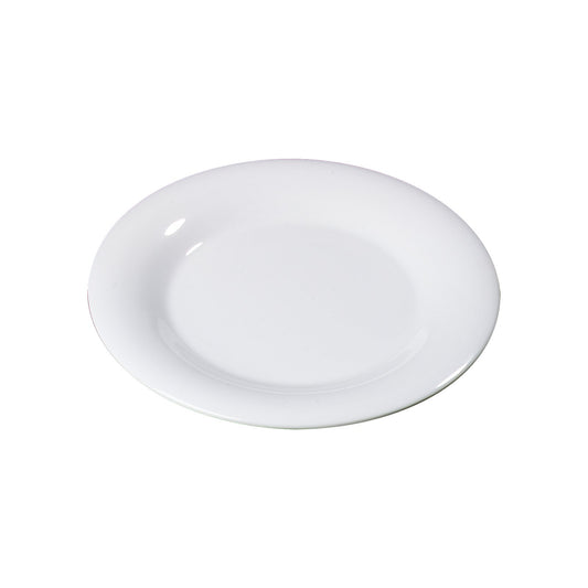 Carlisle 3301002 10.5" White Sierrus Melamine Wide Rim Dinner Plate
