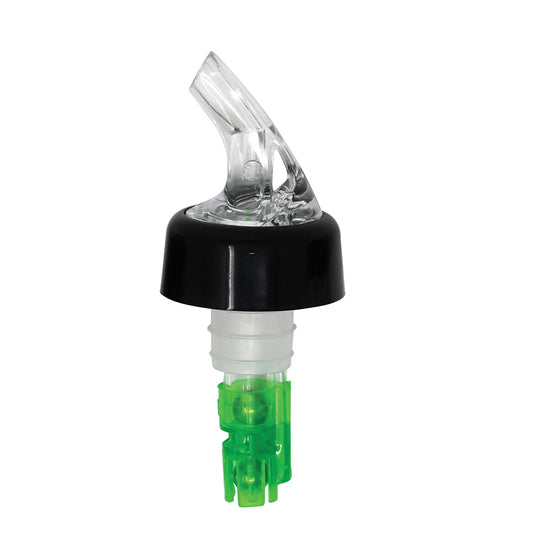 Omcan 80879 3/4 oz Clear Spout / Green Tail Measured Liquor Pourer with Collar