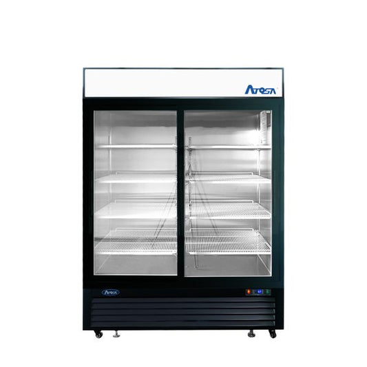 Atosa MCF8727GR 44.85 Cuft Black Double Sliding Glass Door Bottom Mount Merchandiser Refrigerator