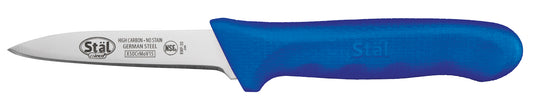 Winco KWP-30U 3-1/4" Blue Polypropylene Handle Paring Knives (2pcs/pk)