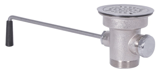 BK Resources BK-LWR-2 Nickel-Plated Twist Handle Lever Drain Waste Valve, Standard, 3-1/2" Opening