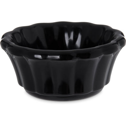 Carlisle 4394303 2 oz Black Melamine Scalloped Ramekin