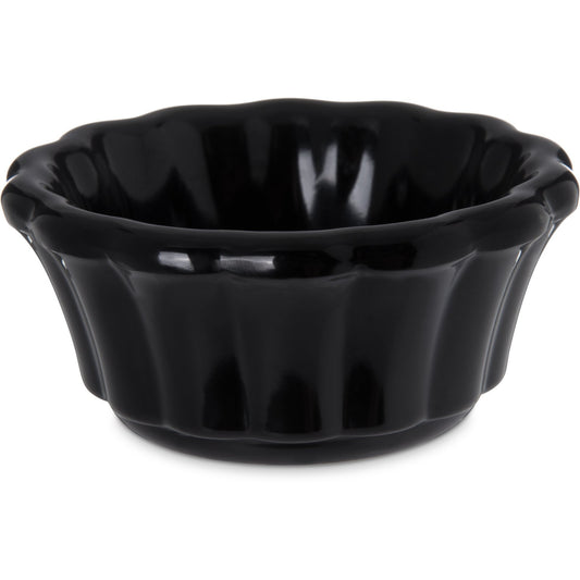 Carlisle 4394303 2 oz Black Melamine Scalloped Ramekin