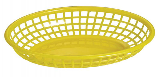 Omcan 80361 9 1/4" x 5 3/4" Yellow Oval Plastic Fast Food Serving Basket