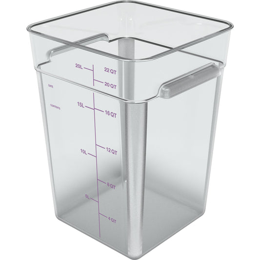 Carlisle 11956AF07 22 Qt Clear Square Polycarbonate Food Storage Container