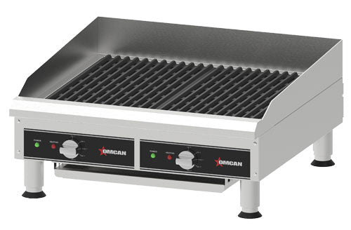 Omcan 46886 24-inch Electric Charbroiler with Grill and Griddle Plate Attachments - 3.6 KW, 240 V