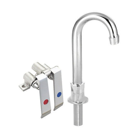 BK Resources BKDMKV-DGS-G Dual Pedal Metering Knee Valve Kit w/ Deck Mount Faucet - 3.5" Gooseneck Spout