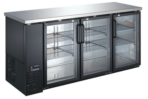 Omcan 59062 555 L Capacity 73-inch 3-Door Glass Door Aurora Back Bar Cooler