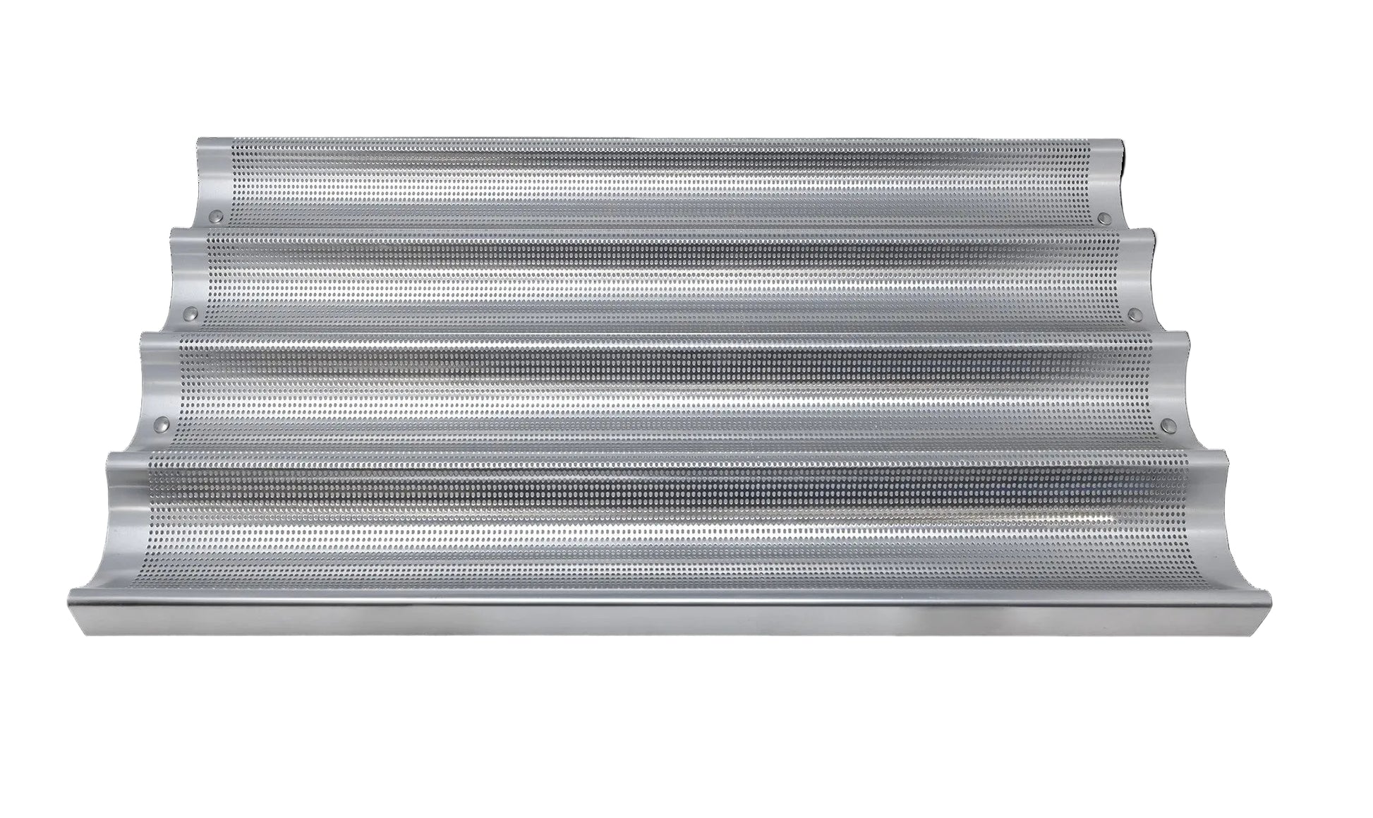 Omcan 81114 26" x 18" Baguette/French Bread Pan, Glazed Aluminum, 4-Loaf 26" x 3-7/8" Compartments