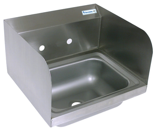 BK Resources BKHS-W-1410-SS Stainless Steel Hand Sink with Side Splashes, 2 Holes 14”x10”x5”