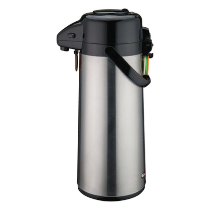 Winco AP-525 2.5L Stainless Steel Body Glass Lined Airpot w/ Push Button Top