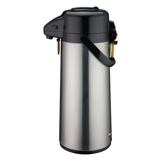 Winco AP-525 2.5L Stainless Steel Body Glass Lined Airpot w/ Push Button Top
