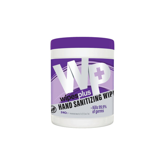 WipesPlus 33884 White Hand Sanitizing Wipes, Canister (12/240s)