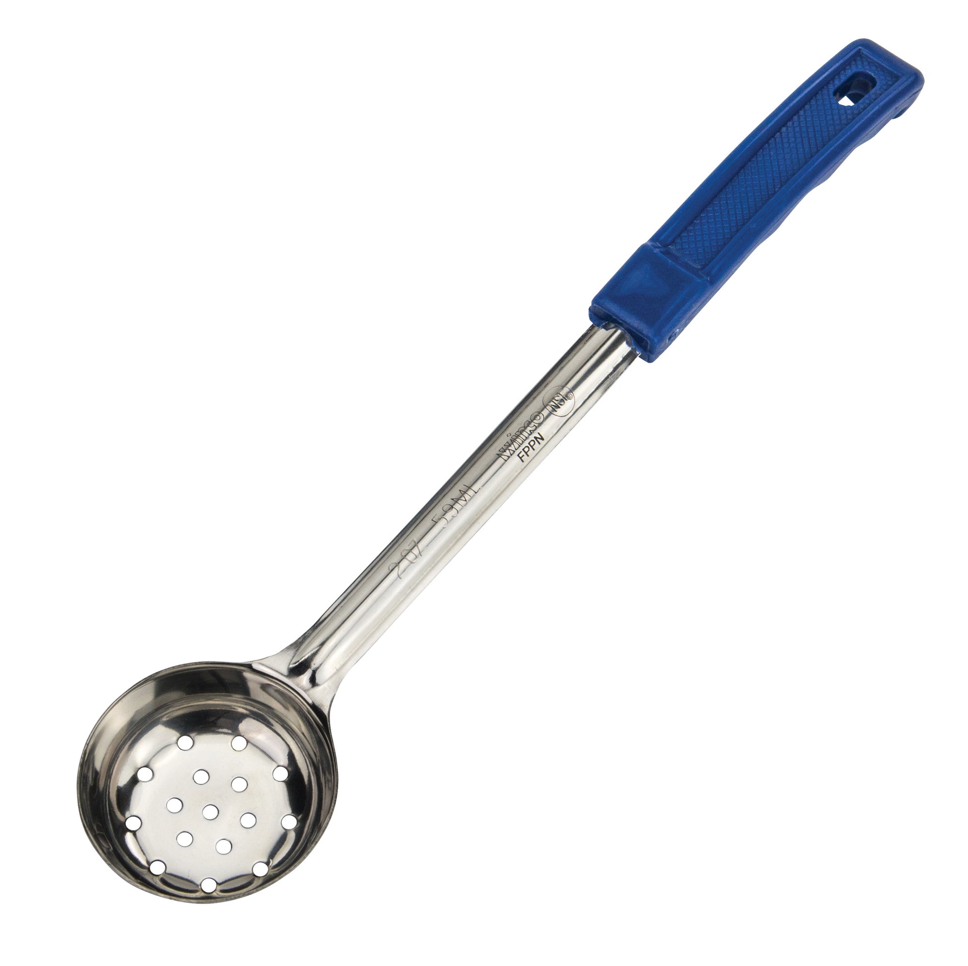 Winco FPPN-2 2 oz. Blue Stainless Steel Perforated Food Portioner