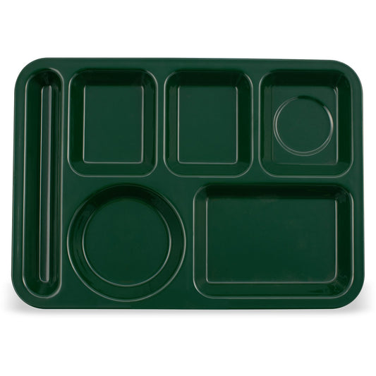 Carlisle 4398008 10" x 14" Forest Green 6-Compartment Melamine Left-Hand Heavyweight Tray