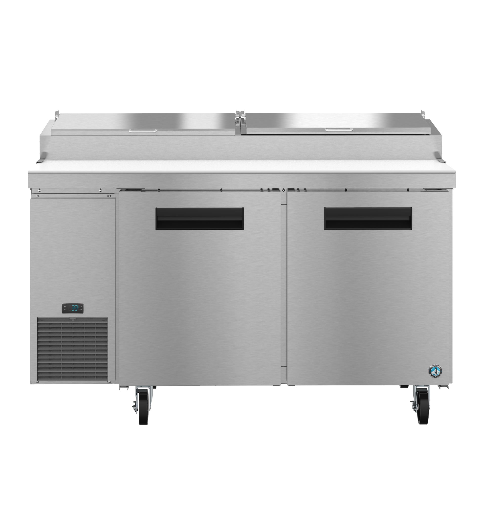 Hoshizaki PR60B Two Section Stainless Doors Pizza Prep Table Refrigerator