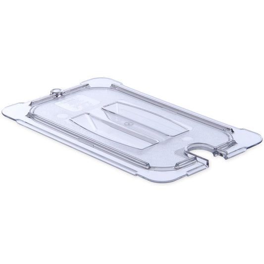 Carlisle 10291U07 1/4 Size Clear Polycarbonate StorPlus Notched Handled Universal Lid