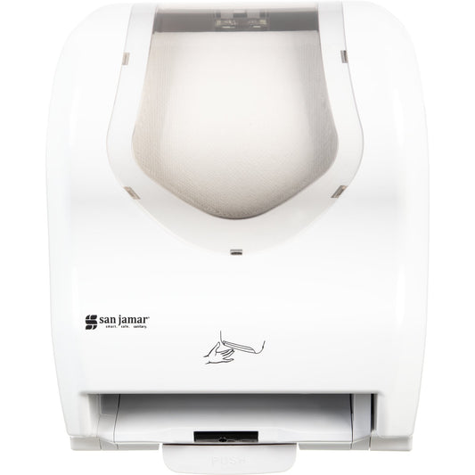 San Jamar T8370WHCL White/Clear ABS Summit Hybrid Electronic Roll Towel Dispenser