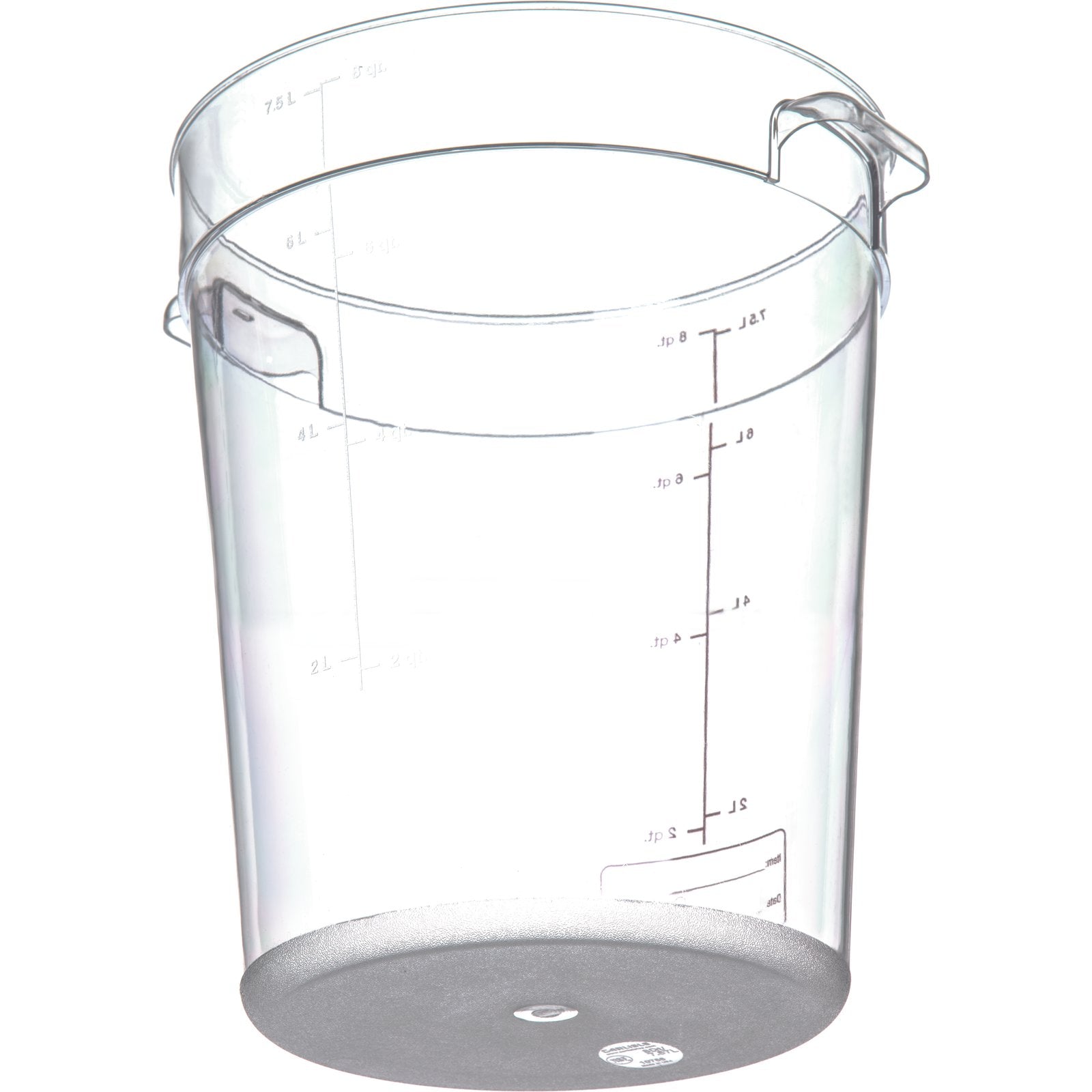 Carlisle 1076607 8 Qt Clear Round Polycarbonate StorPlus Food Storage Container