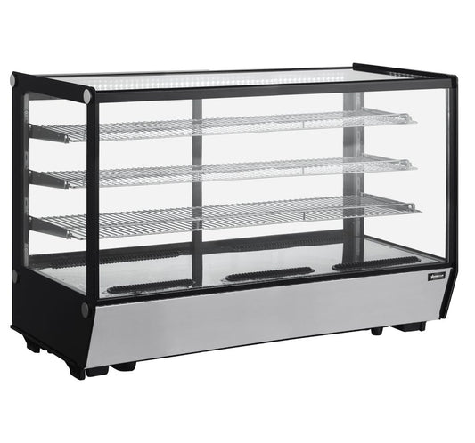 Omcan 47965 10 cu. ft. (277 Liters) 60" Square Glass Countertop Refrigerated Display