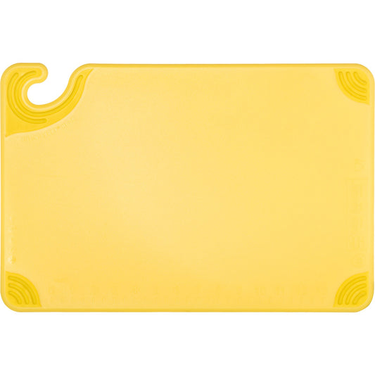 San Jamar CBG121812YL 12" x 18" x 0.5" Yellow Saf-T-Grip Cutting Board