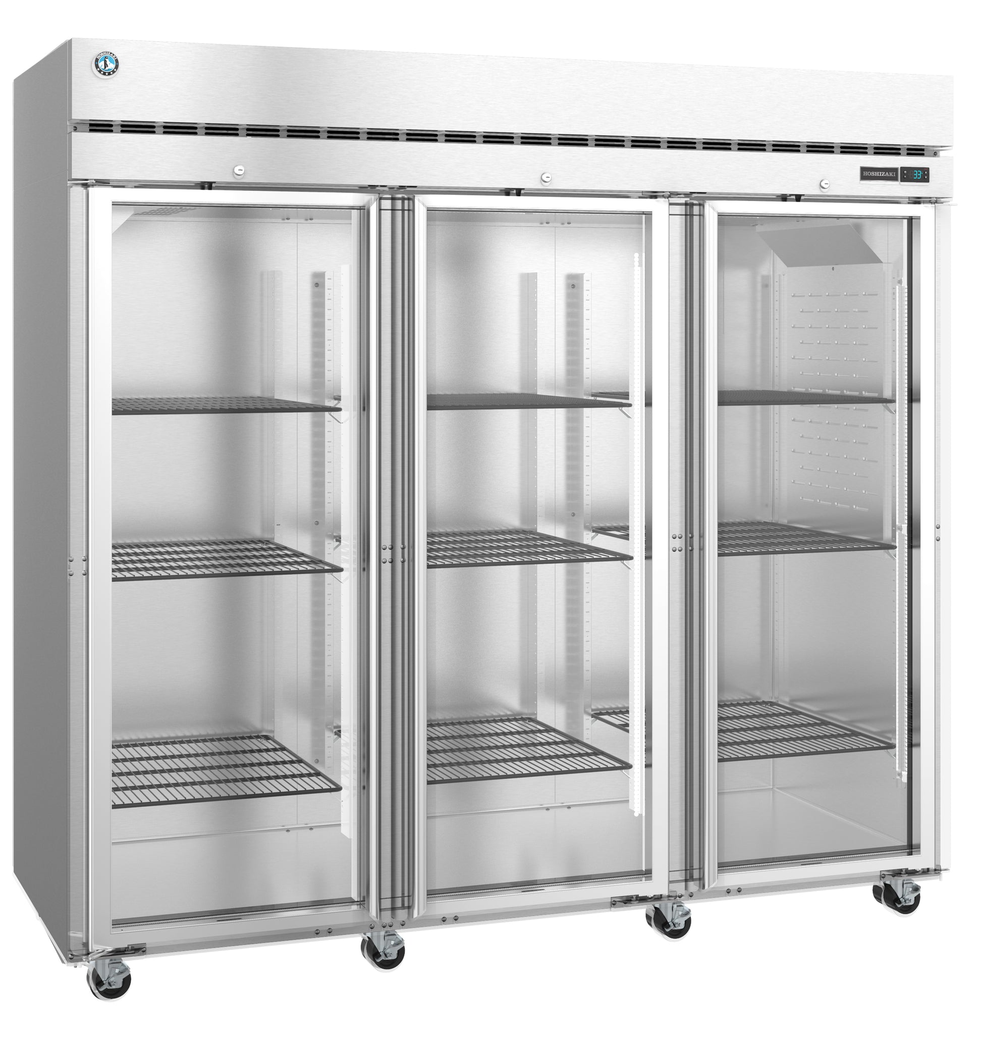 Hoshizaki R3A-FG Three Section Full Glass Door with Lock Upright Refrigerator