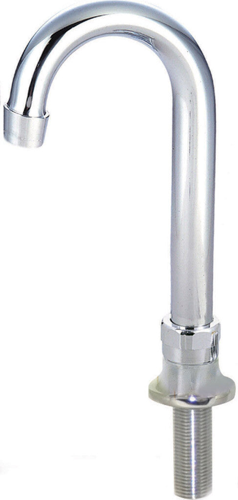 BK Resources BKF-DMB-3G-G Chrome-Plated Brass Faucet, Deck Mount Spout Base, 3" Gooseneck Swivel Spout