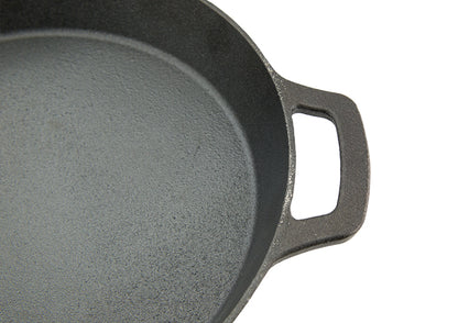 Winco CASD-10 Cast Iron Pre-Seasoned Induction Skillet with Dual Loop Handles