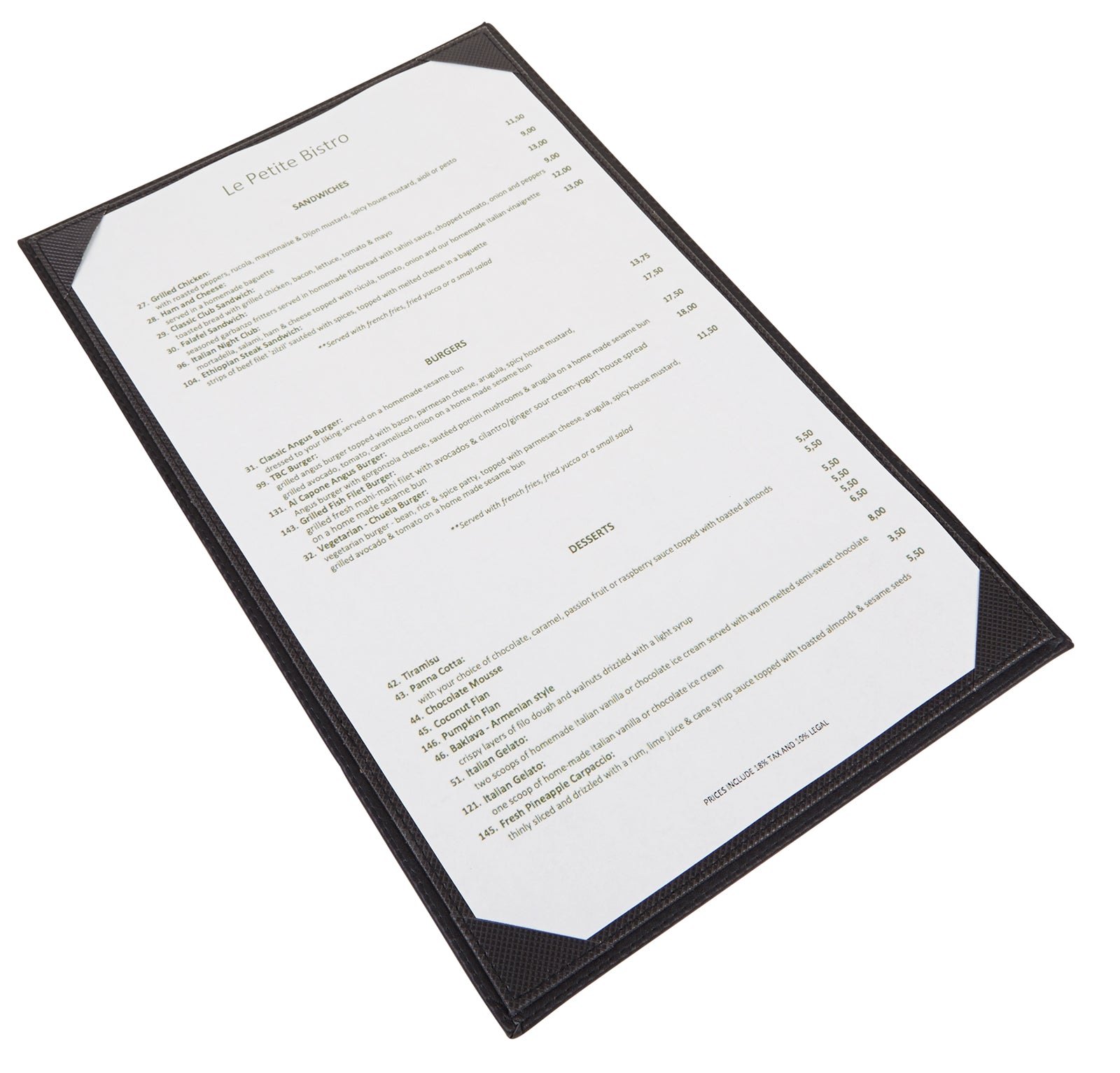 Winco LMS-811BK Black Single View Menu Cover For 8-1/2 X 11" Inserts