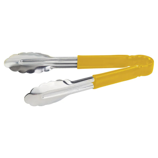 Winco UT-9HP-Y 9" Yellow Stainless Steel Utility Tong