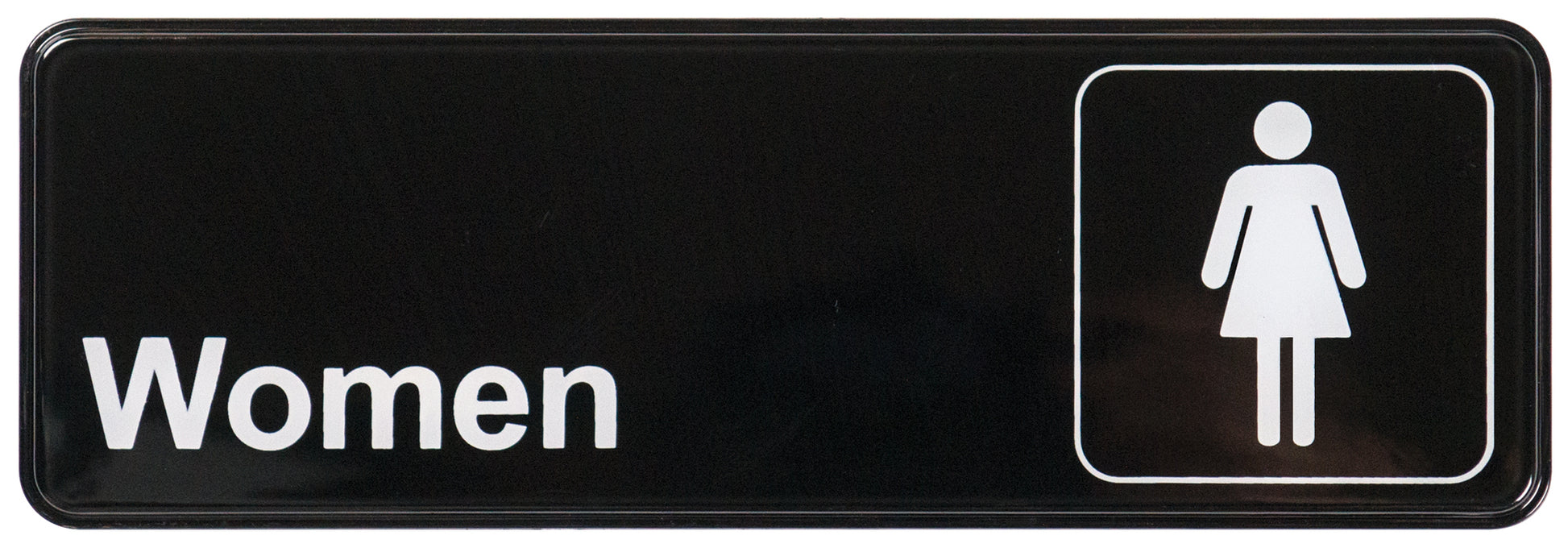Winco SGN-312 3" x 9" Black Information Sign - "Women"