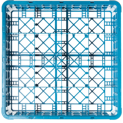 Carlisle RC16-114 Carlisle Blue 16-Compartment Polypropylene OptiClean Divided Tilted Glass Rack with 1 Open Extender